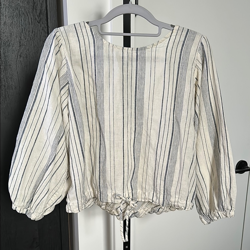 Esby Striped Cotton Linen Blend Reversible Top